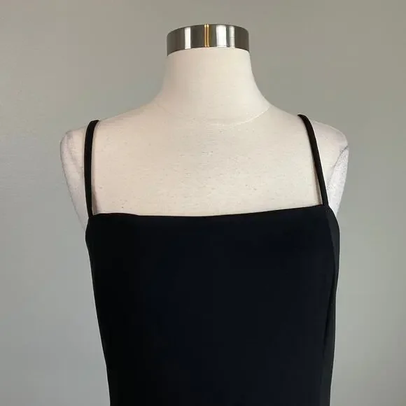 Laundry Black Midi Sheath Ruched Thigh Slit Sleeveless Cocktail Dress Size 16 - Picture 7 of 12